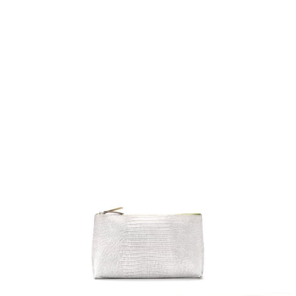 ESSENTIAL POUCH ANTIQUE WHITE EMBOSSED LIZARD