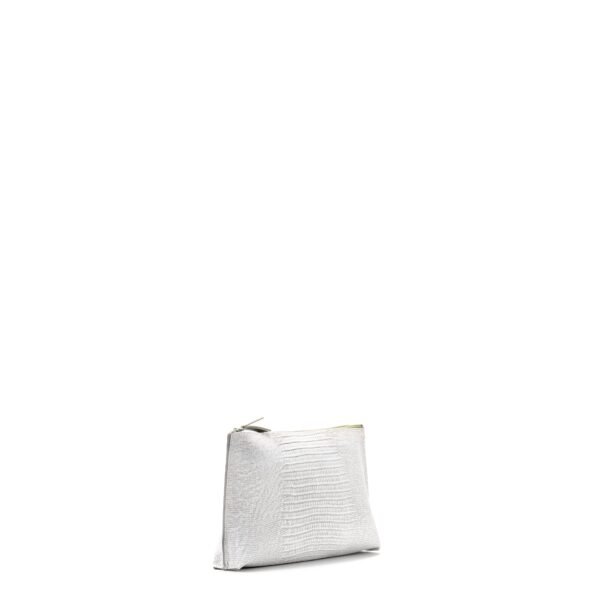 ESSENTIAL POUCH ANTIQUE WHITE EMBOSSED LIZARD - Image 2